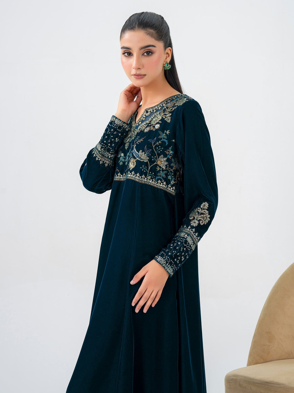 Lime Light | Velvet Pret | V-10 -  Lime Light Ladies Clothes - Original Designer Dress - House of Maryam
