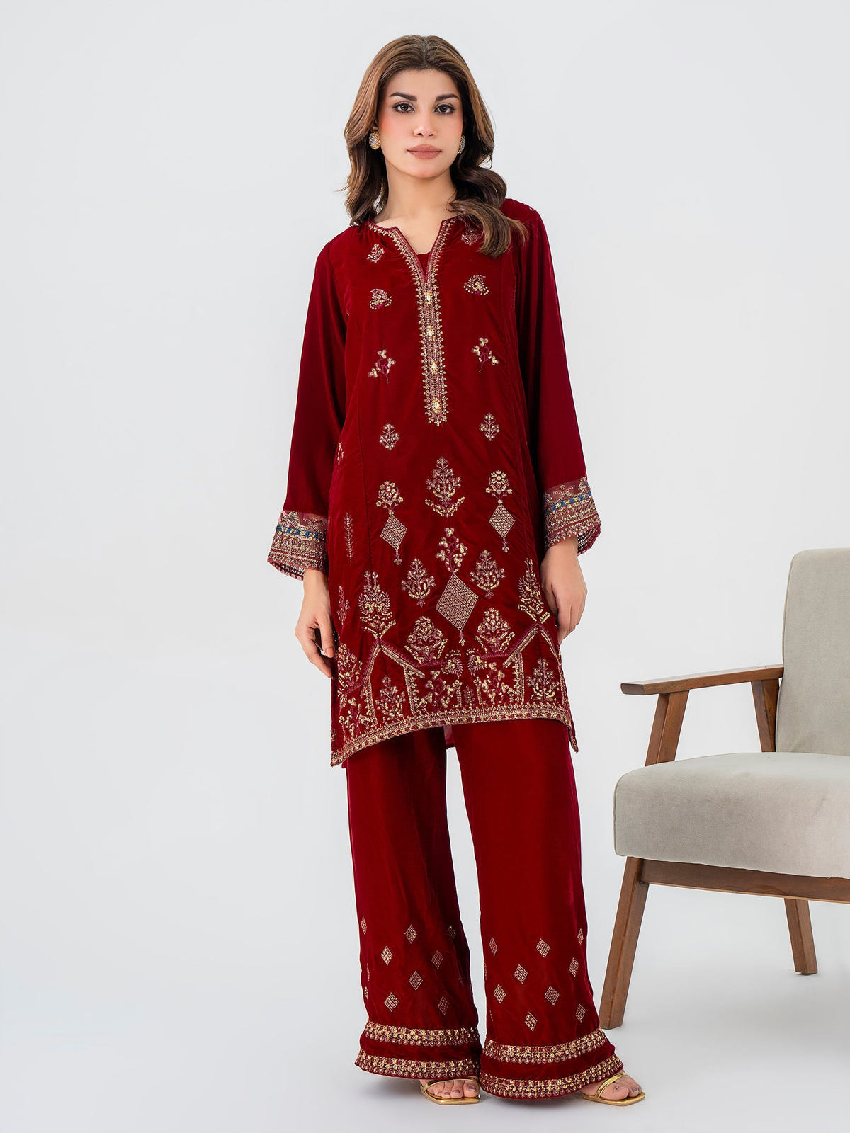 Lime Light | Velvet Pret | V-19 -  Lime Light L - Original Designer Dress - House of Maryam