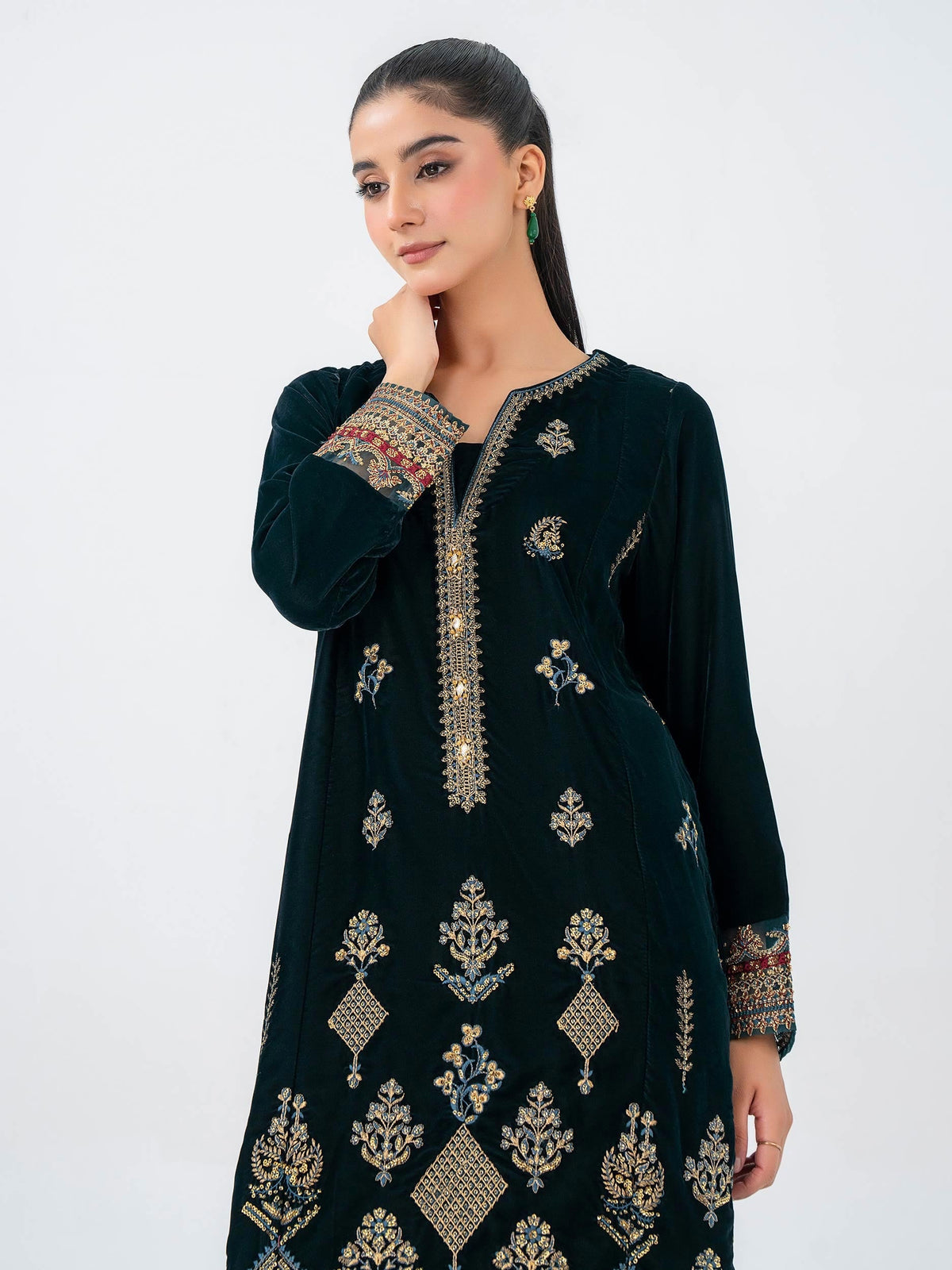 Lime Light | Velvet Pret | V-14 -  Lime Light Ladies Clothes - Original Designer Dress - House of Maryam
