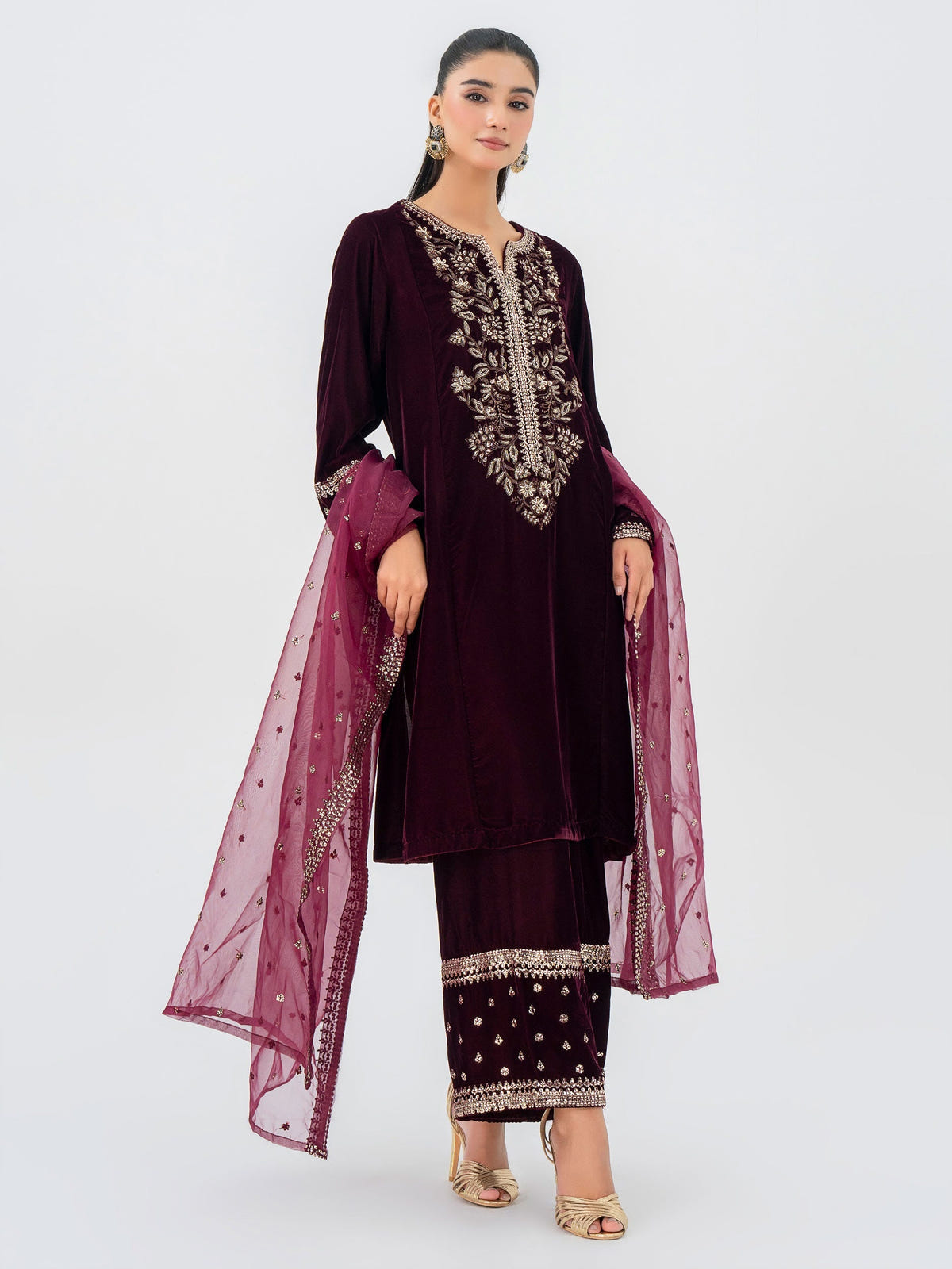 Lime Light | Velvet Pret | V-11 -  Lime Light Ladies Clothes - Original Designer Dress - House of Maryam