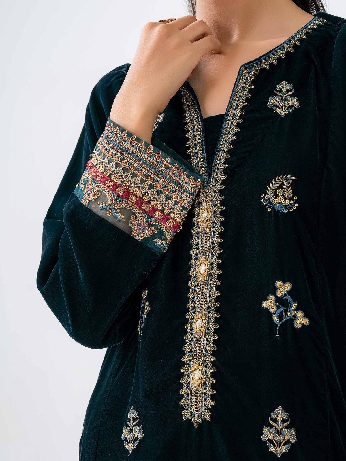 Lime Light | Velvet Pret | V-14 -  Lime Light Ladies Clothes - Original Designer Dress - House of Maryam