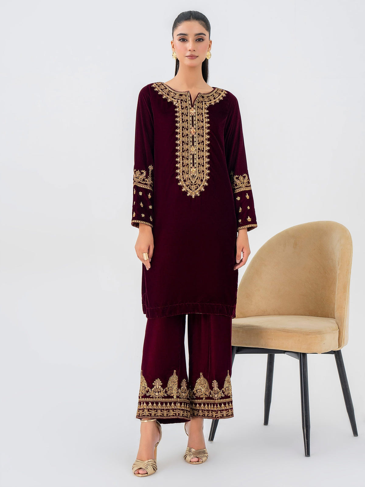 Lime Light | Velvet Pret | V-15 -  Lime Light Ladies Clothes - Original Designer Dress - House of Maryam