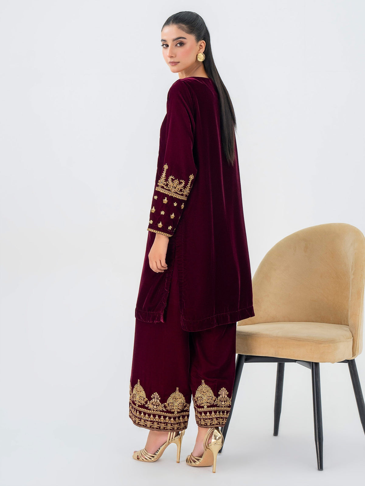 Lime Light | Velvet Pret | V-15 -  Lime Light Ladies Clothes - Original Designer Dress - House of Maryam