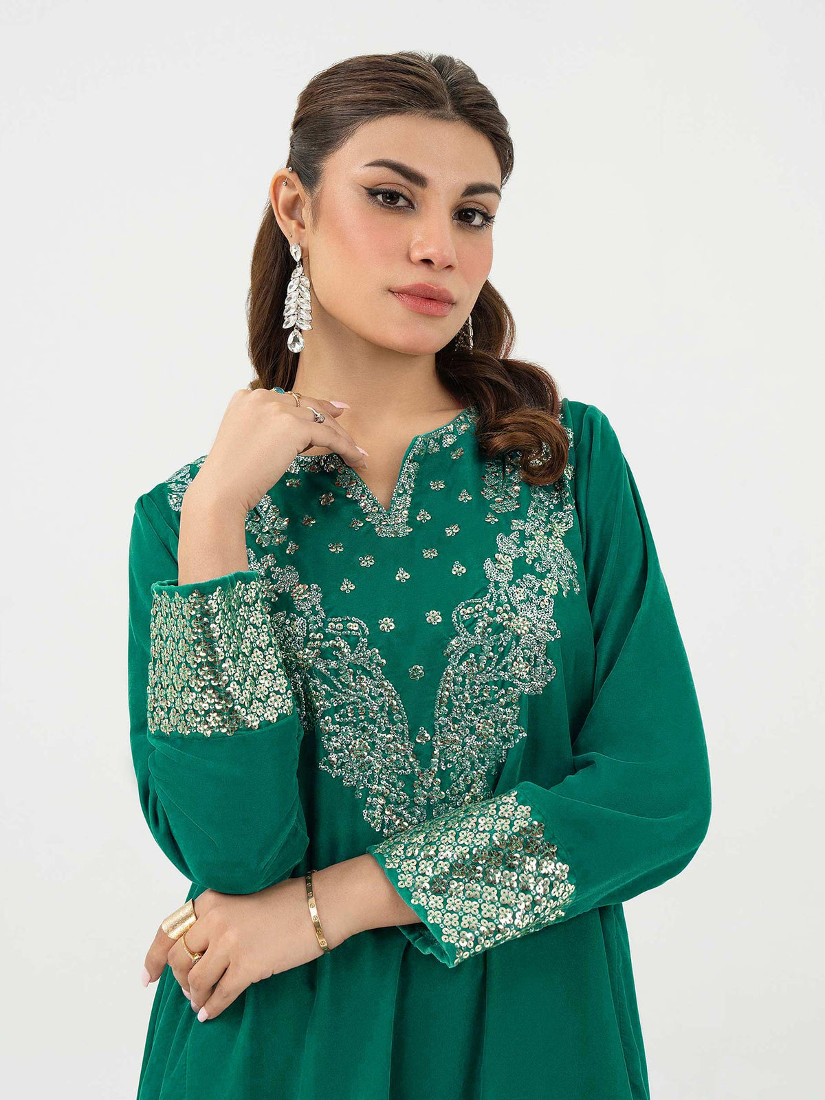 Lime Light | Velvet Pret | V-09 -  Lime Light Ladies Clothes - Original Designer Dress - House of Maryam