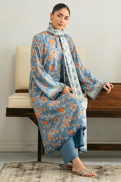Cross Stitch | Basic Pret | Blue Glass-3PC (Shirt, Trouser & Dupatta)