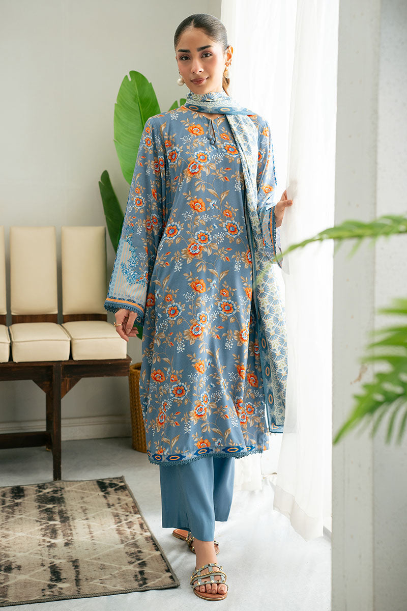 Cross Stitch | Basic Pret | Blue Glass-3PC (Shirt, Trouser & Dupatta)-1