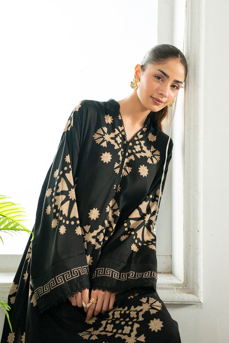 Cross Stitch | Basic Pret | Fudge Brown Linen Printed Shirt-4