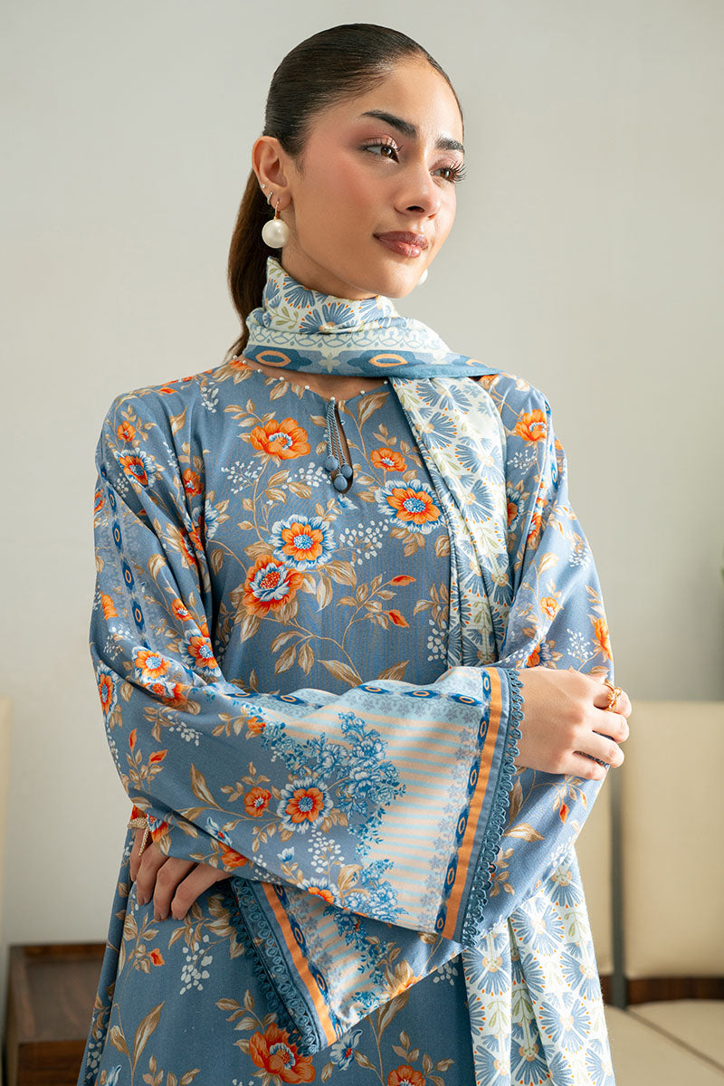 Cross Stitch | Basic Pret | Blue Glass-3PC (Shirt, Trouser & Dupatta)-2