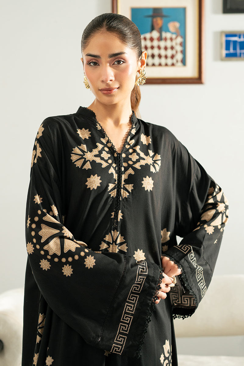 Cross Stitch | Basic Pret | Fudge Brown Linen Printed Shirt-5