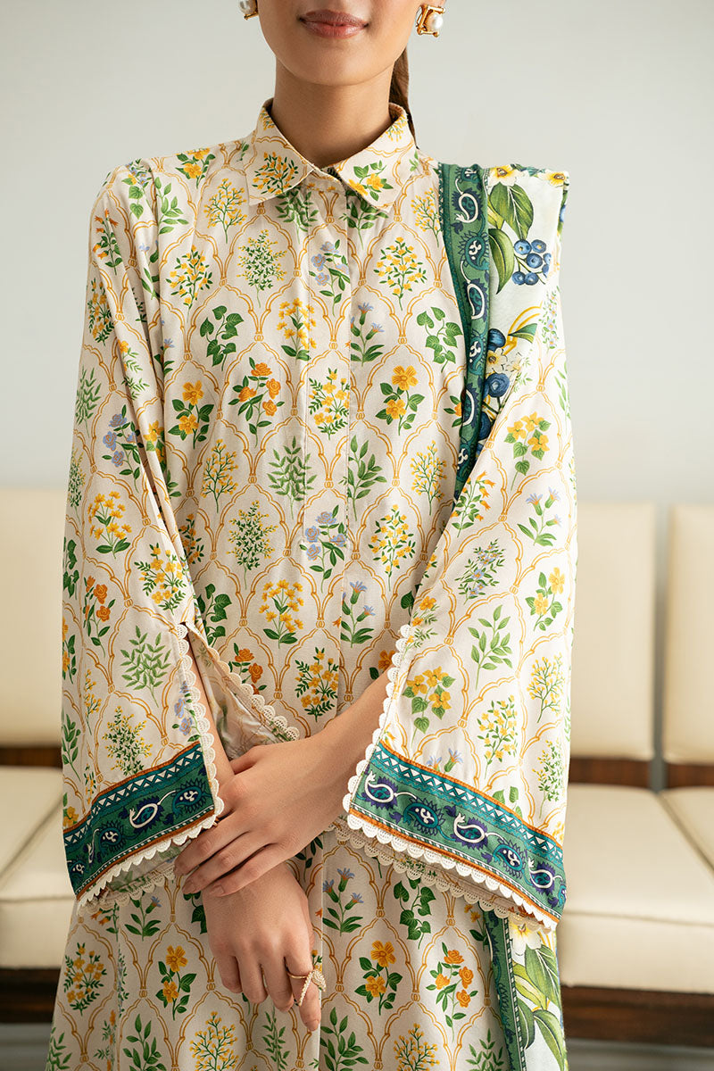 Cross Stitch | Basic Pret | Lemon Drop-3PC (Shirt, Trouser & Dupatta), image 2