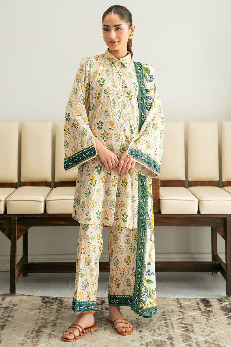 Cross Stitch | Basic Pret | Lemon Drop-3PC (Shirt, Trouser & Dupatta)