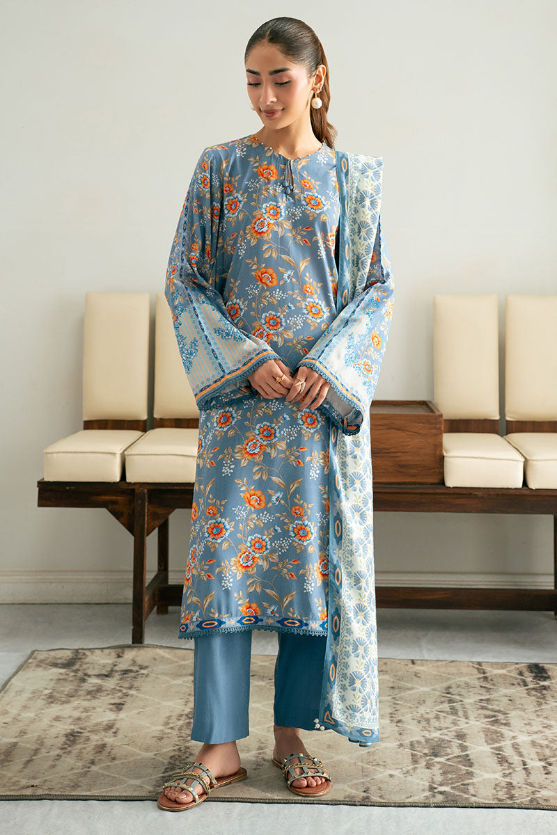 Cross Stitch | Basic Pret | Blue Glass-3PC (Shirt, Trouser & Dupatta), image 3