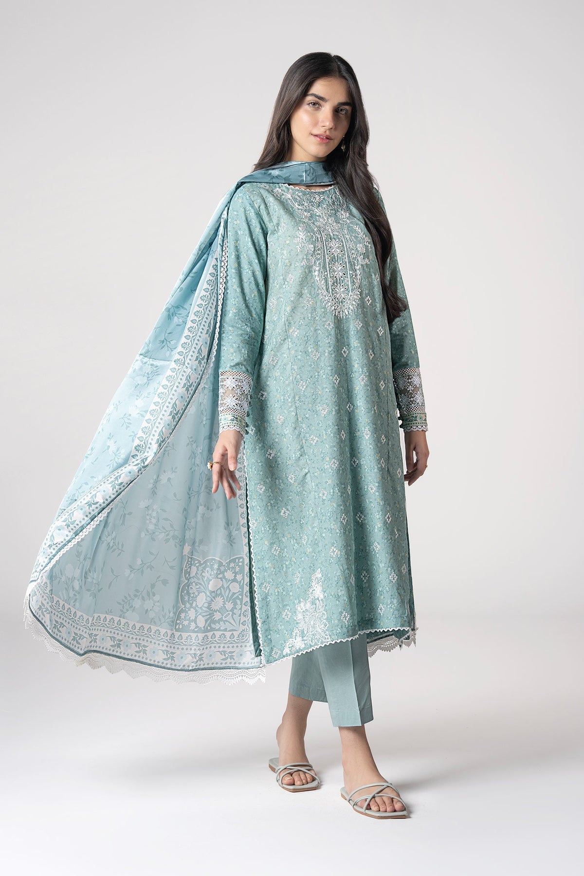 Maria B | Basics RTW | 3 Pc Embroidered Mesh Lurex Dots Suit | MB-CS25-142 -  Maria B Ladies Clothes - Original Designer Dress - House of Maryam