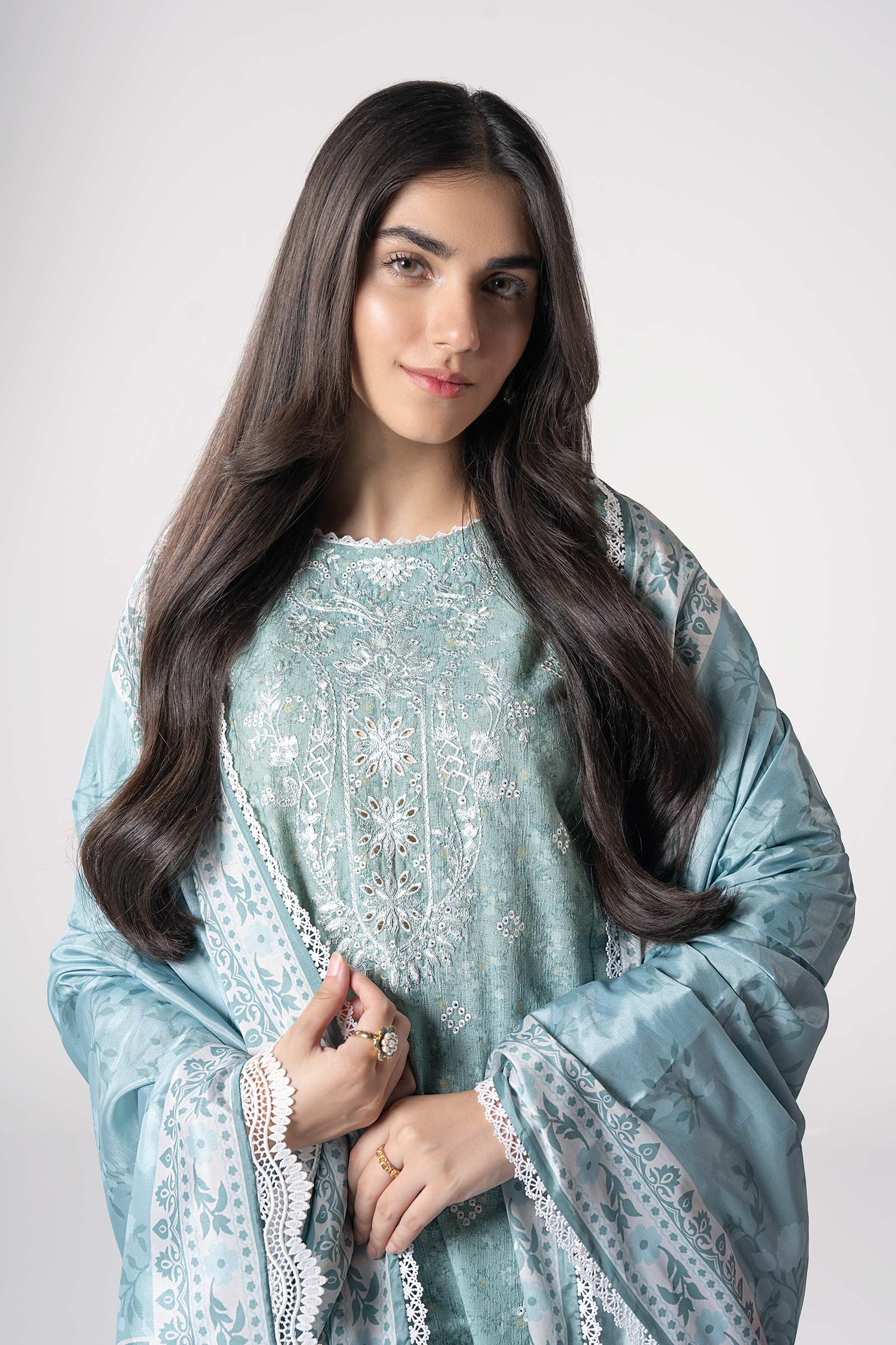 Maria B | Basics RTW | 3 Pc Embroidered Mesh Lurex Dots Suit | MB-CS25-142 -  Maria B Ladies Clothes - Original Designer Dress - House of Maryam