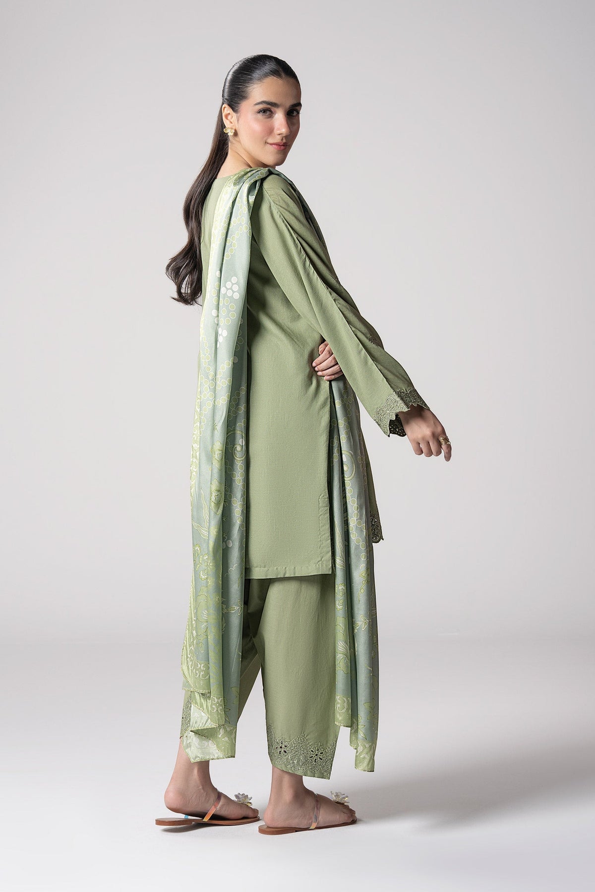 Maria B | Basics RTW | 3 Pc Embroidered Lurex Stripe Suit | MB-CS25-143 -  Maria B Ladies Clothes - Original Designer Dress - House of Maryam