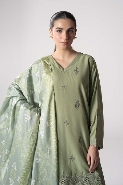 Maria B | Basics RTW | 3 Pc Embroidered Lurex Stripe Suit | MB-CS25-143 -  Maria B Ladies Clothes - Original Designer Dress - House of Maryam