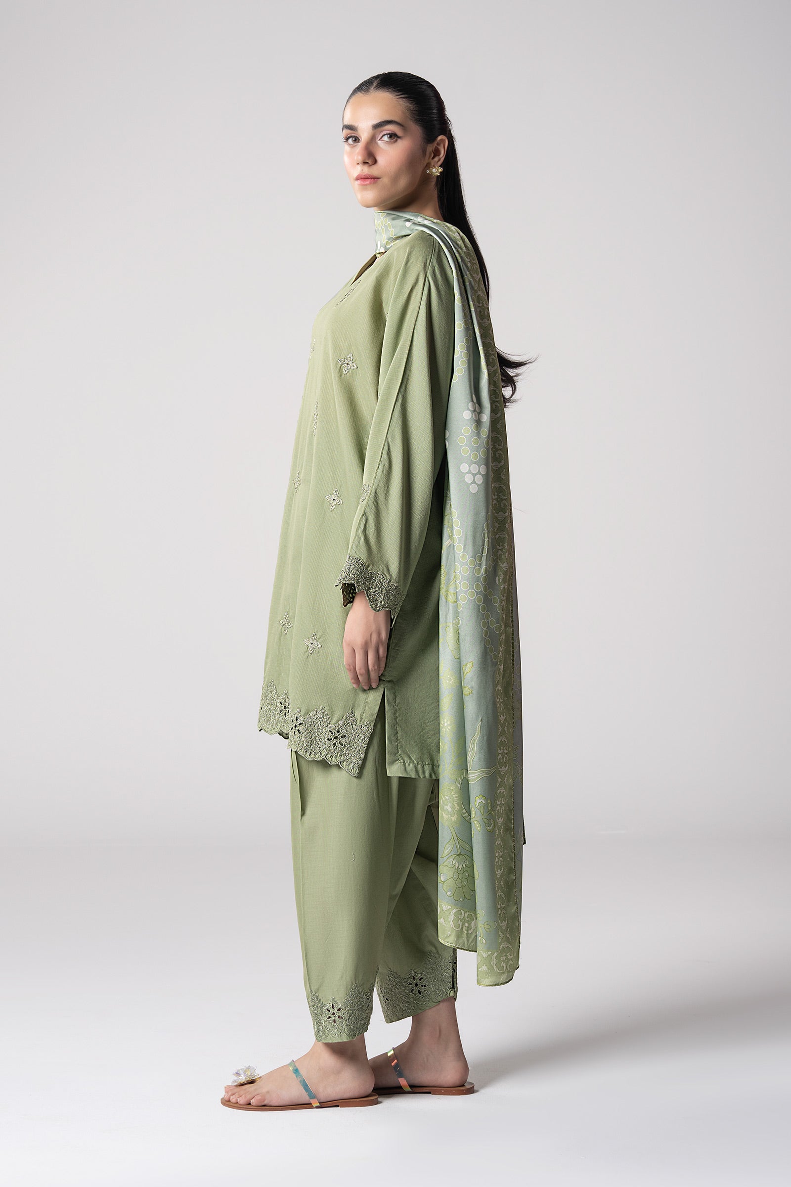 Maria B | Basics RTW | 3 Pc Embroidered Lurex Stripe Suit | MB-CS25-143 -  Maria B Ladies Clothes - Original Designer Dress - House of Maryam