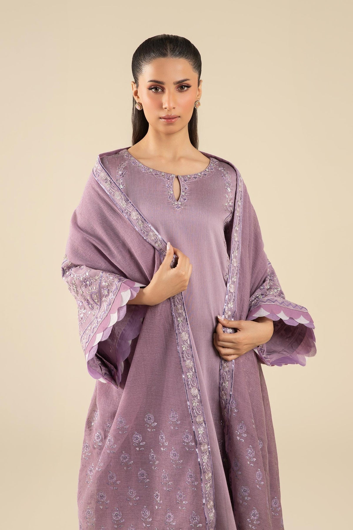 Maria B | Basics RTW | 3 Pc Embroidered Two Tone Silk Suit | MB-FS25-17 -  Maria B Ladies Clothes - Original Designer Dress - House of Maryam