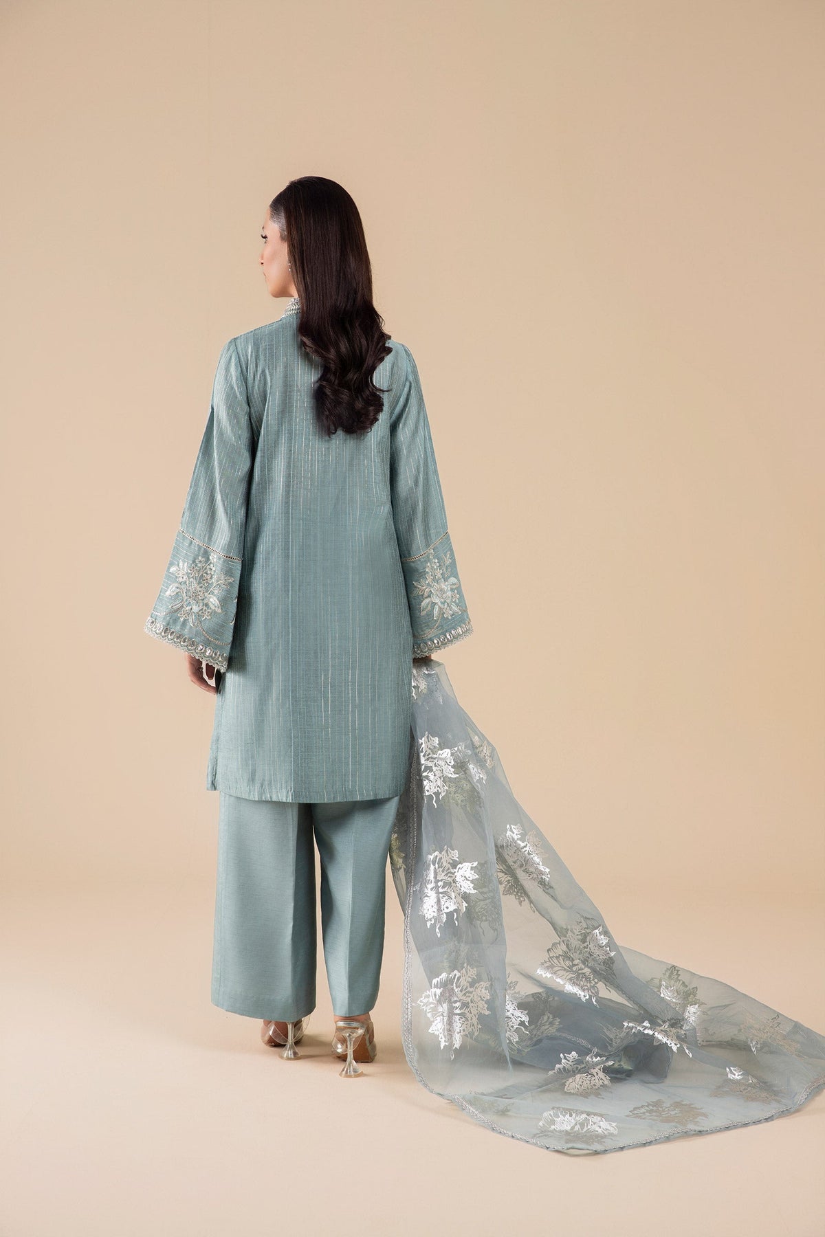 Maria B | Basics RTW | 3 Pc Embroidered Two Tone Lurex Silk Suit | MB-FS25-28 -  Maria B Ladies Clothes - Original Designer Dress - House of Maryam