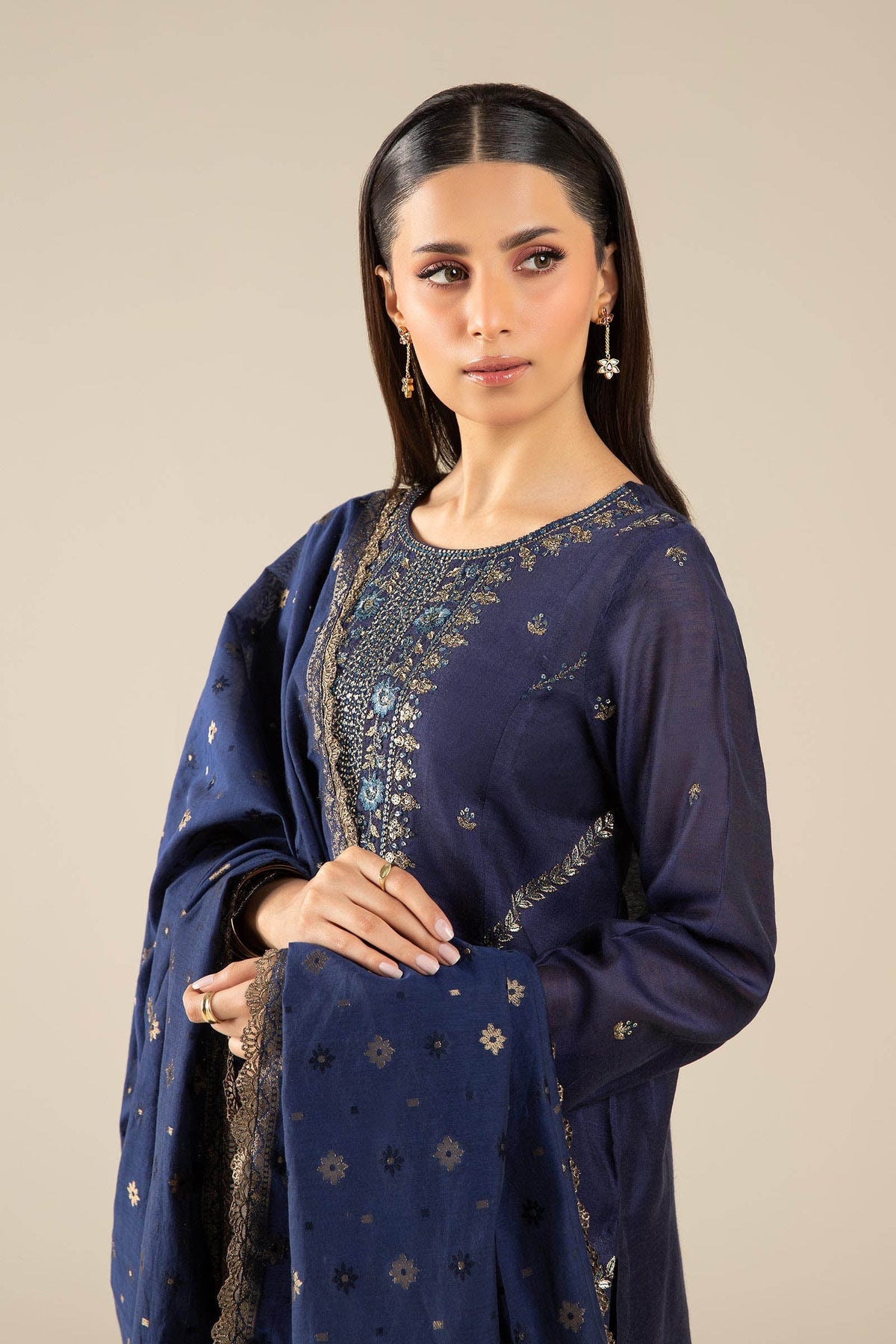 Maria B | Basics RTW | 3 Pc Embroidered Two Tone Silk Suit | MB-FS25-30 -  Maria B Ladies Clothes - Original Designer Dress - House of Maryam