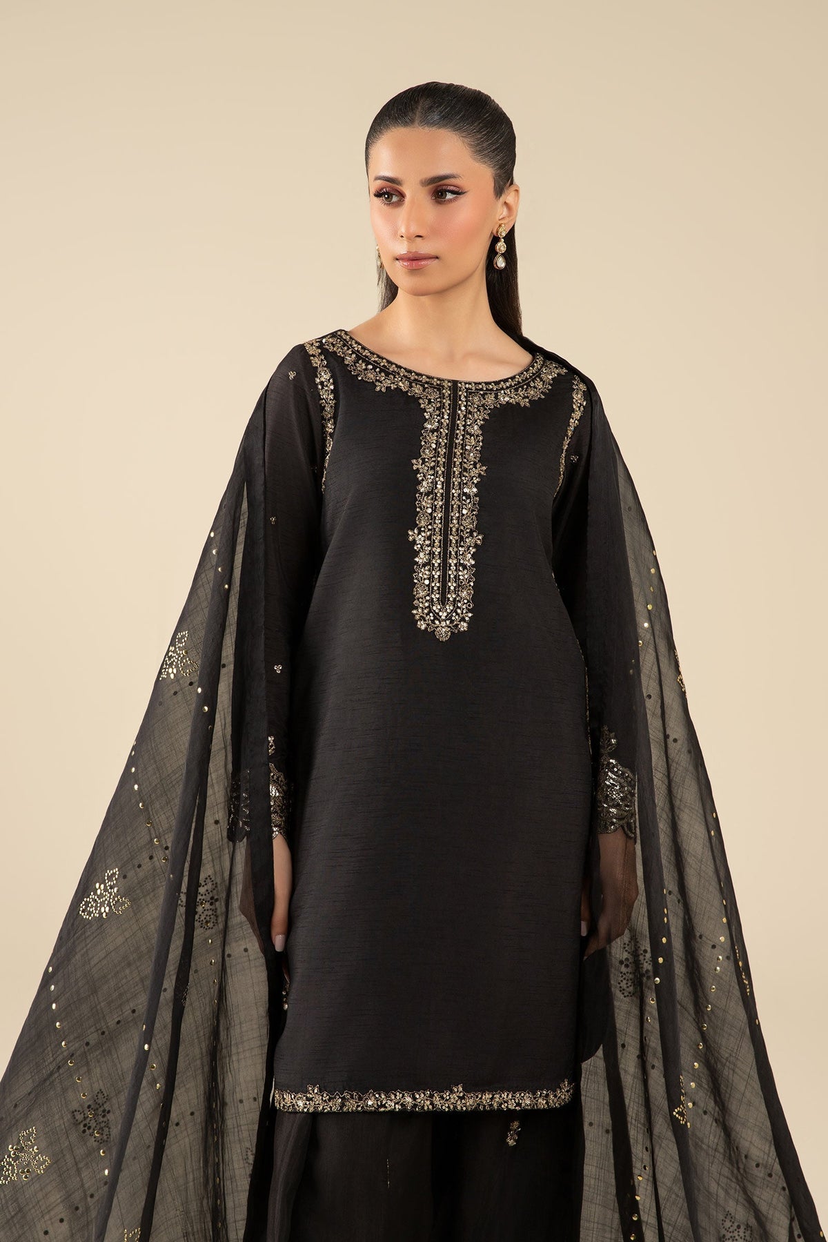 Maria B | Basics RTW | 3 Pc Embroidered Raw Silk Suit | MB-FS25-32-B -  Maria B Ladies Clothes - Original Designer Dress - House of Maryam
