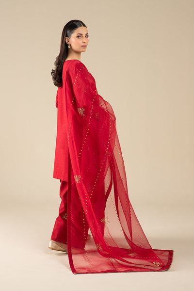 Maria B | Basics RTW | 3 Pc Embroidered Raw Silk Suit | MB-FS25-32 -  Maria B Ladies Clothes - Original Designer Dress - House of Maryam