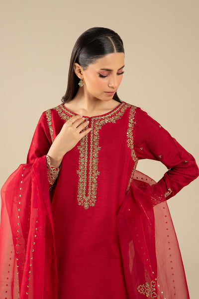 Maria B | Basics RTW | 3 Pc Embroidered Raw Silk Suit | MB-FS25-32 -  Maria B Ladies Clothes - Original Designer Dress - House of Maryam