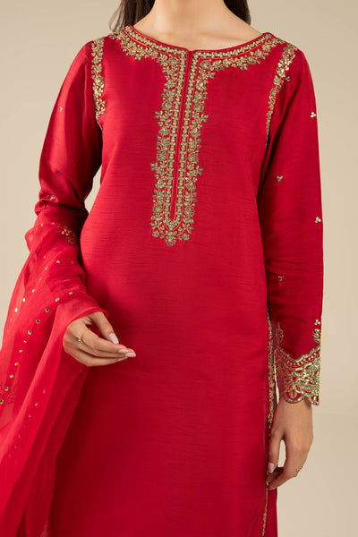 Maria B | Basics RTW | 3 Pc Embroidered Raw Silk Suit | MB-FS25-32 -  Maria B Ladies Clothes - Original Designer Dress - House of Maryam