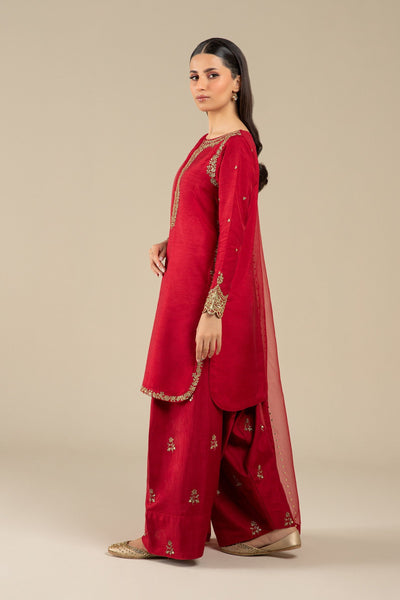 Maria B | Basics RTW | 3 Pc Embroidered Raw Silk Suit | MB-FS25-32 -  Maria B Ladies Clothes - Original Designer Dress - House of Maryam