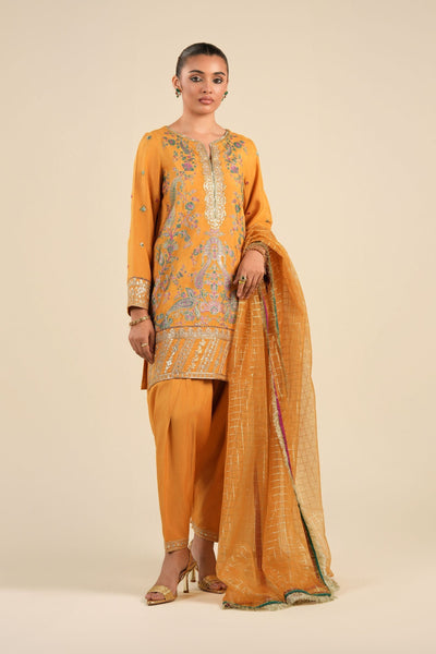 Maria B | Basics RTW | 3 Pc Embroidered Raw Silk Suit | MB-FS25-33 -  Maria B Ladies Clothes - Original Designer Dress - House of Maryam