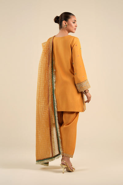 Maria B | Basics RTW | 3 Pc Embroidered Raw Silk Suit | MB-FS25-33 -  Maria B Ladies Clothes - Original Designer Dress - House of Maryam