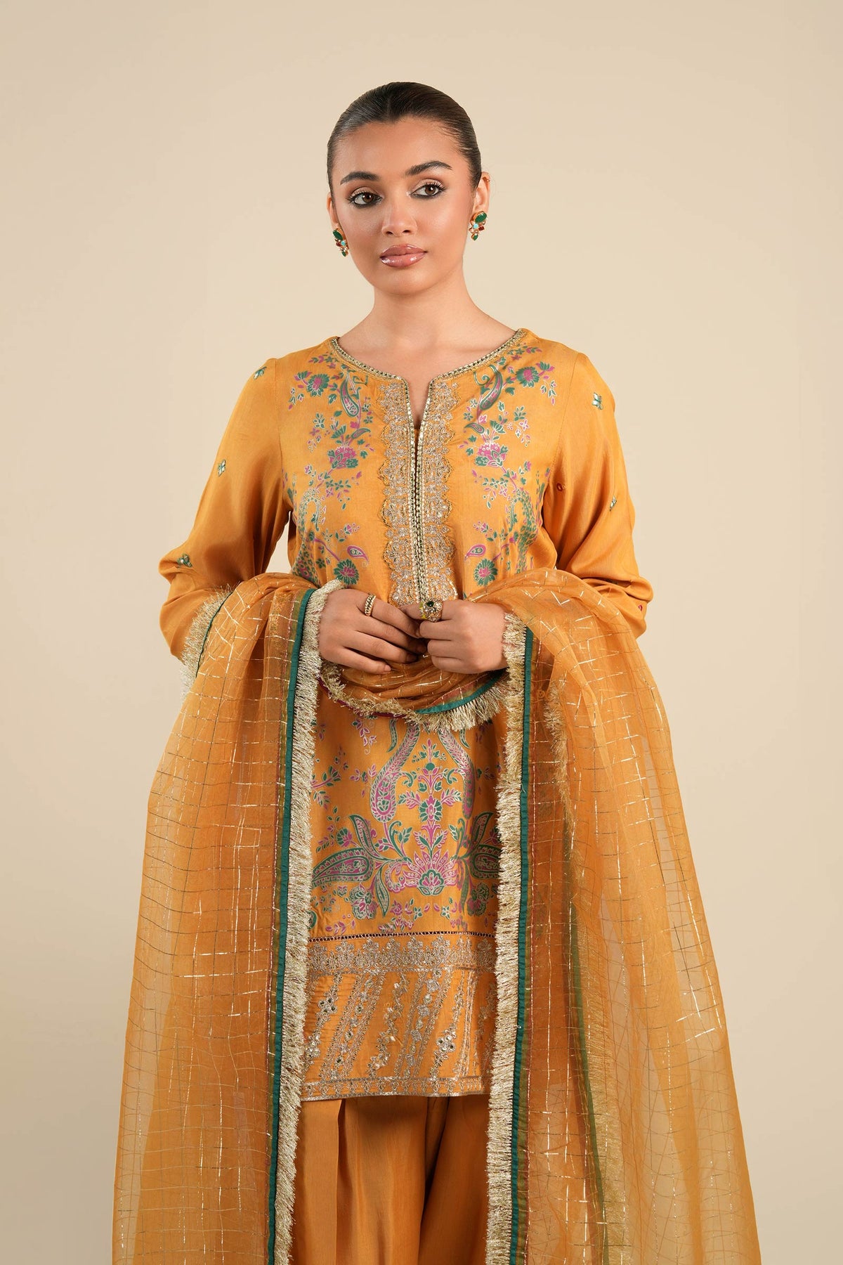 Maria B | Basics RTW | 3 Pc Embroidered Raw Silk Suit | MB-FS25-33 -  Maria B Ladies Clothes - Original Designer Dress - House of Maryam