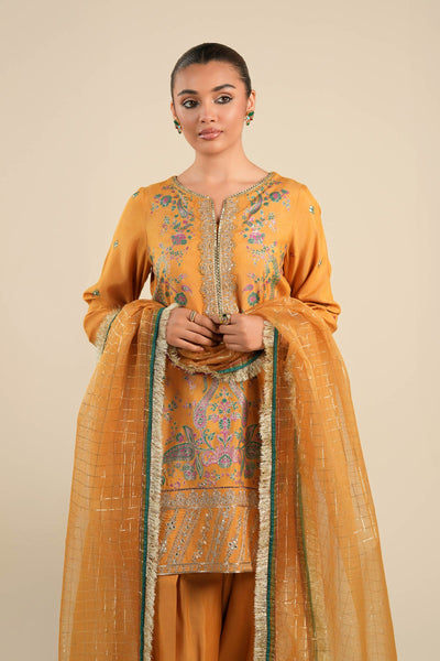 Maria B | Basics RTW | 3 Pc Embroidered Raw Silk Suit | MB-FS25-33 -  Maria B Ladies Clothes - Original Designer Dress - House of Maryam