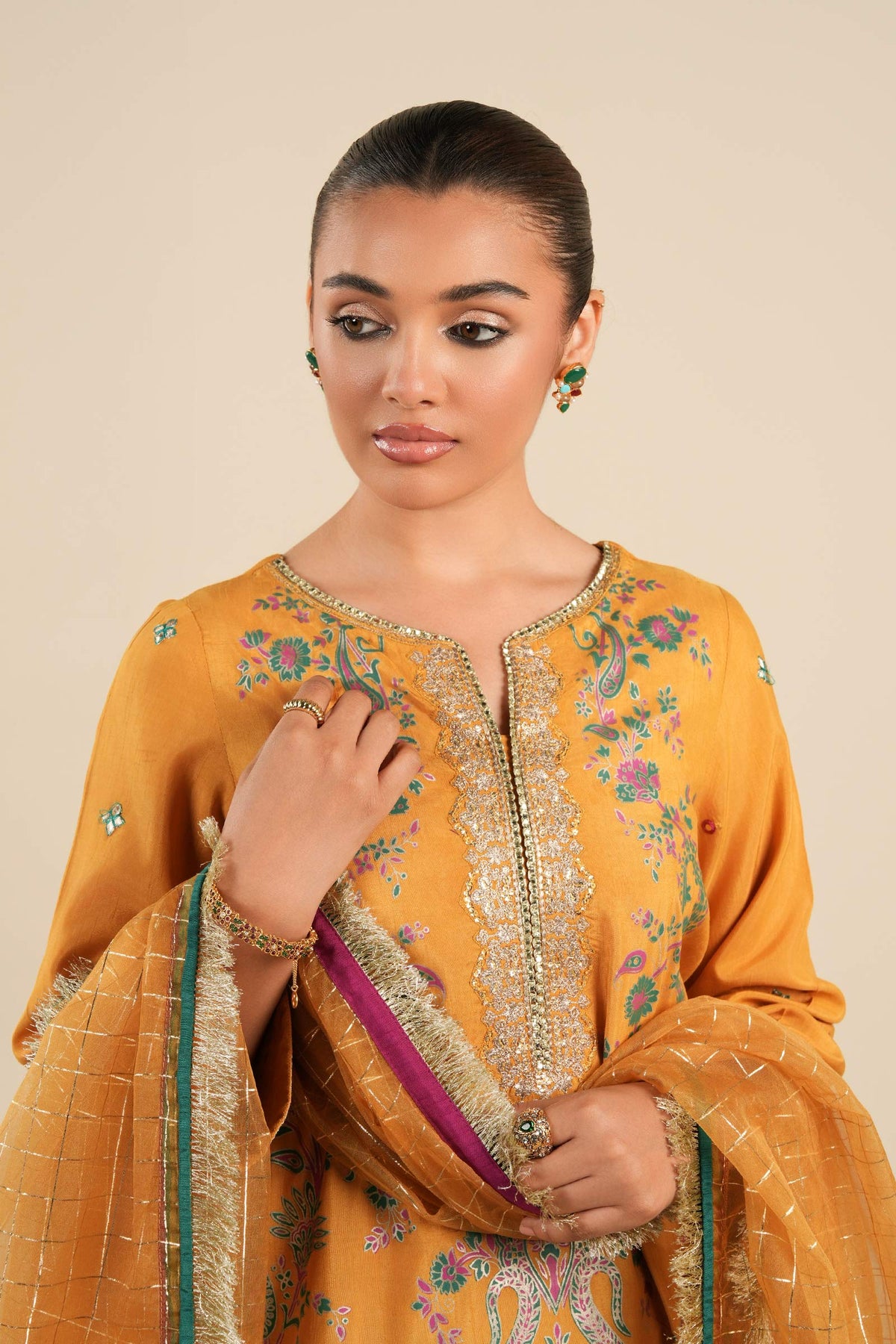 Maria B | Basics RTW | 3 Pc Embroidered Raw Silk Suit | MB-FS25-33 -  Maria B Ladies Clothes - Original Designer Dress - House of Maryam
