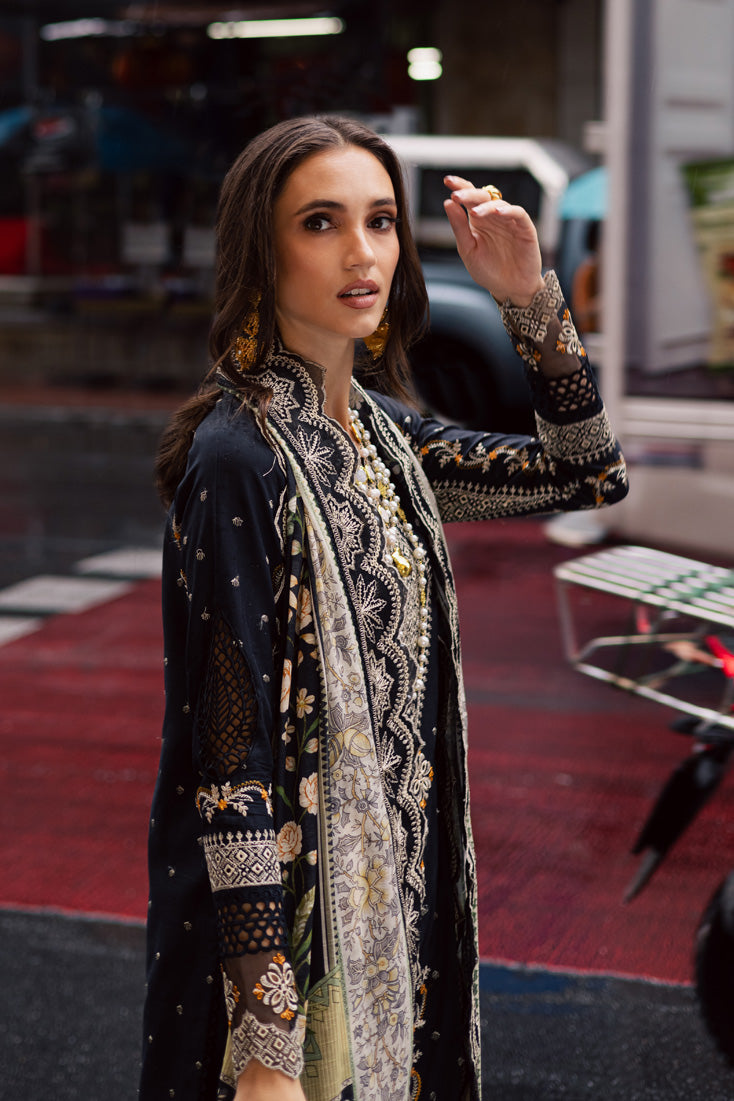 Marjjan | Carnation Lawn | MBL-14 A (BLACK) -  Marjjan Ladies Clothes - Original Designer Dress - House of Maryam
