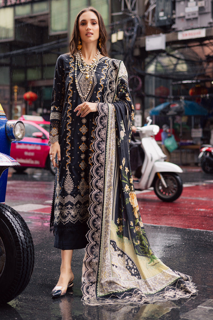 Marjjan | Carnation Lawn | MBL-14 A (BLACK) -  Marjjan Ladies Clothes - Original Designer Dress - House of Maryam