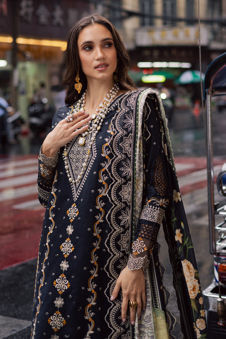 Marjjan | Carnation Lawn | MBL-14 A (BLACK) -  Marjjan Ladies Clothes - Original Designer Dress - House of Maryam