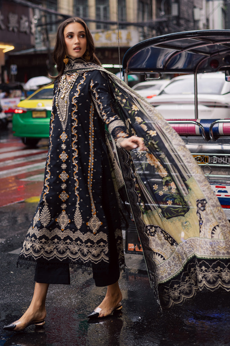 Marjjan | Carnation Lawn | MBL-14 A (BLACK) -  Marjjan Ladies Clothes - Original Designer Dress - House of Maryam