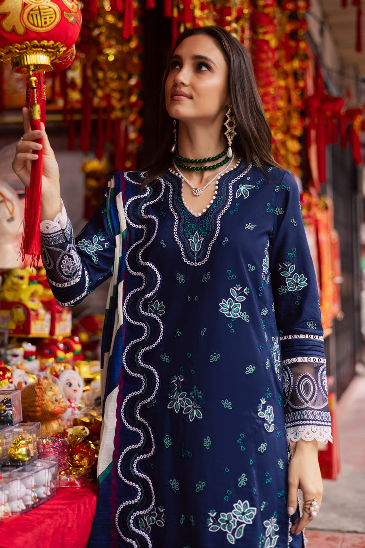 Marjjan | Carnation Lawn | MBL-17 A (NAVY BLUE) -  Marjjan Ladies Clothes - Original Designer Dress - House of Maryam