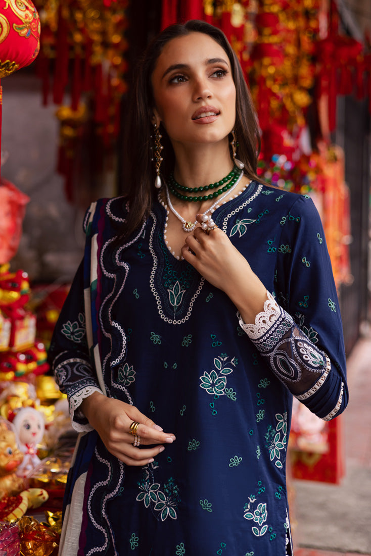 Marjjan | Carnation Lawn | MBL-17 A (NAVY BLUE) -  Marjjan Ladies Clothes - Original Designer Dress - House of Maryam