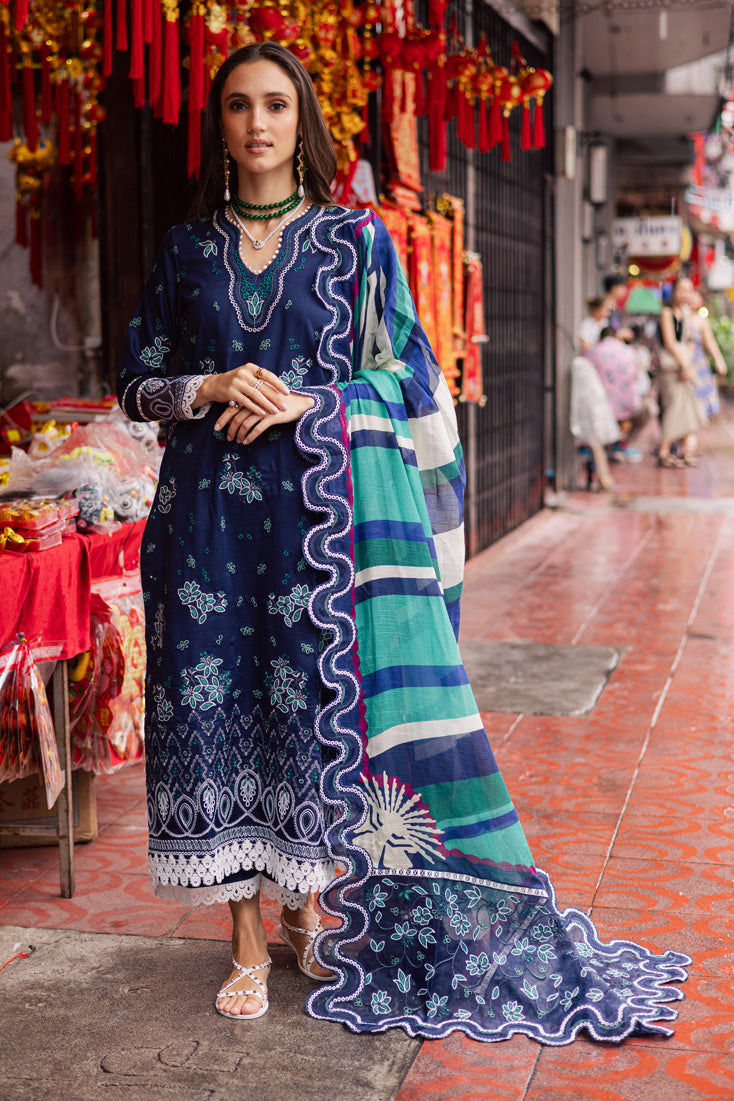 Marjjan | Carnation Lawn | MBL-17 A (NAVY BLUE) -  Marjjan Ladies Clothes - Original Designer Dress - House of Maryam