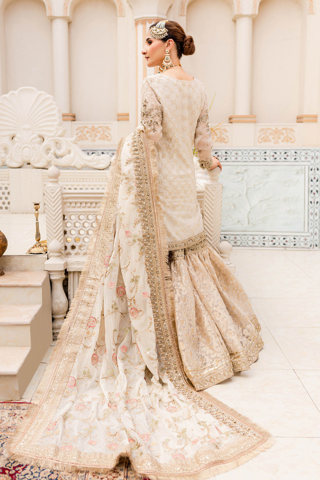 Maria B | Bridal Couture | Ivory Gold MC-906 -  Maria B Ladies Clothes - Original Designer Dress - House of Maryam