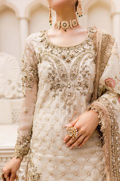 Maria B | Bridal Couture | Ivory Gold MC-906 -  Maria B Ladies Clothes - Original Designer Dress - House of Maryam