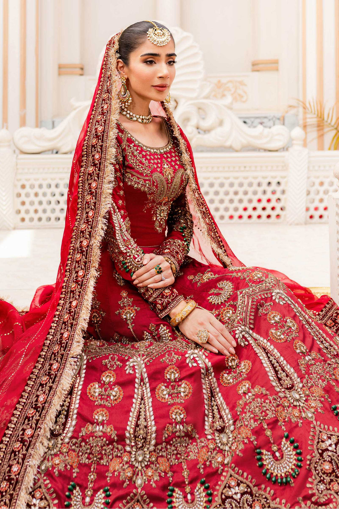 Maria B | Bridal Couture | Deep Red MC-907 -  Maria B Ladies Clothes - Original Designer Dress - House of Maryam