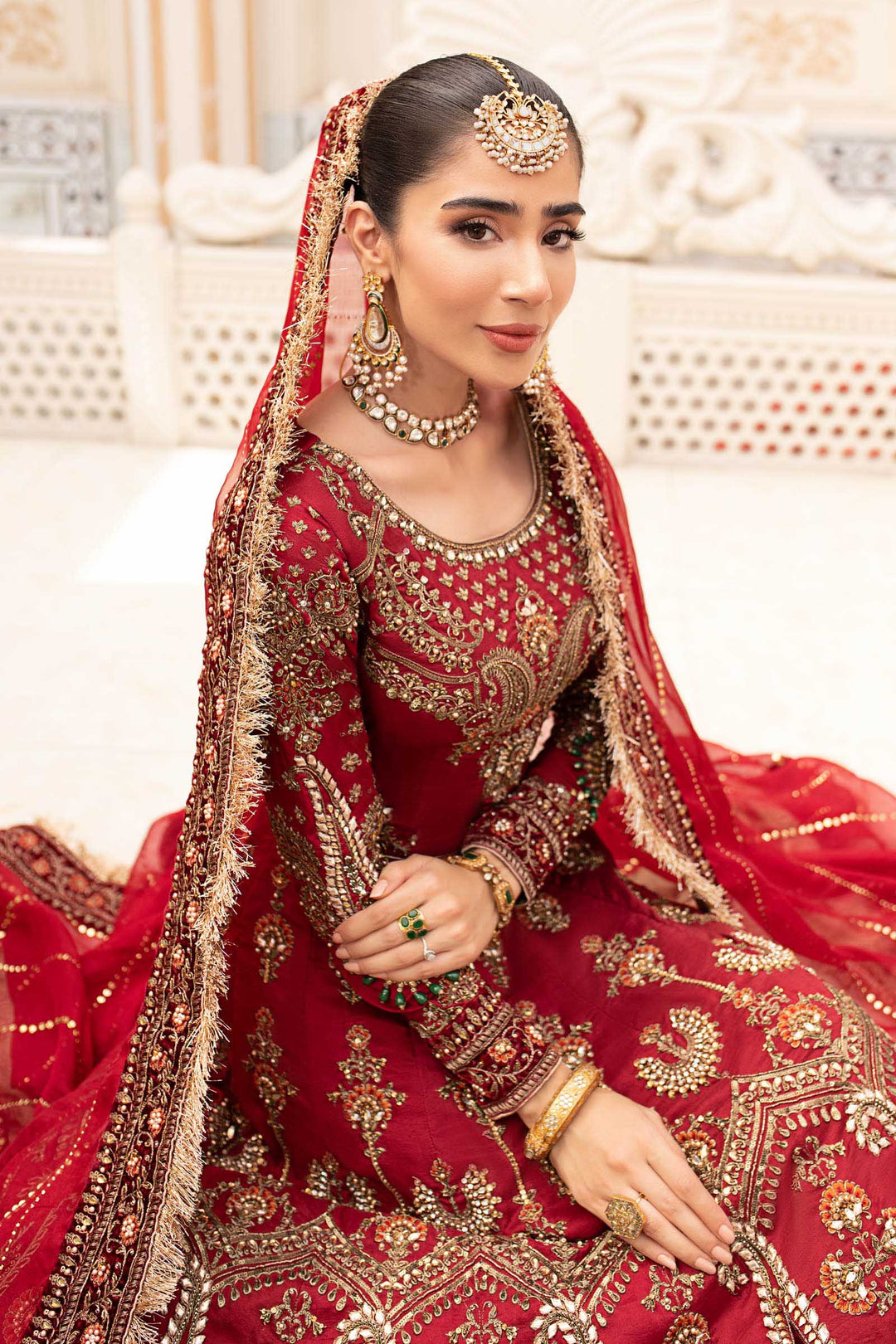 Maria B | Bridal Couture | Deep Red MC-907 by Designer Maria B - House of Maryam - Pakistani Designer Ethnic Wear in {{ shop.shopifyCountryName }}