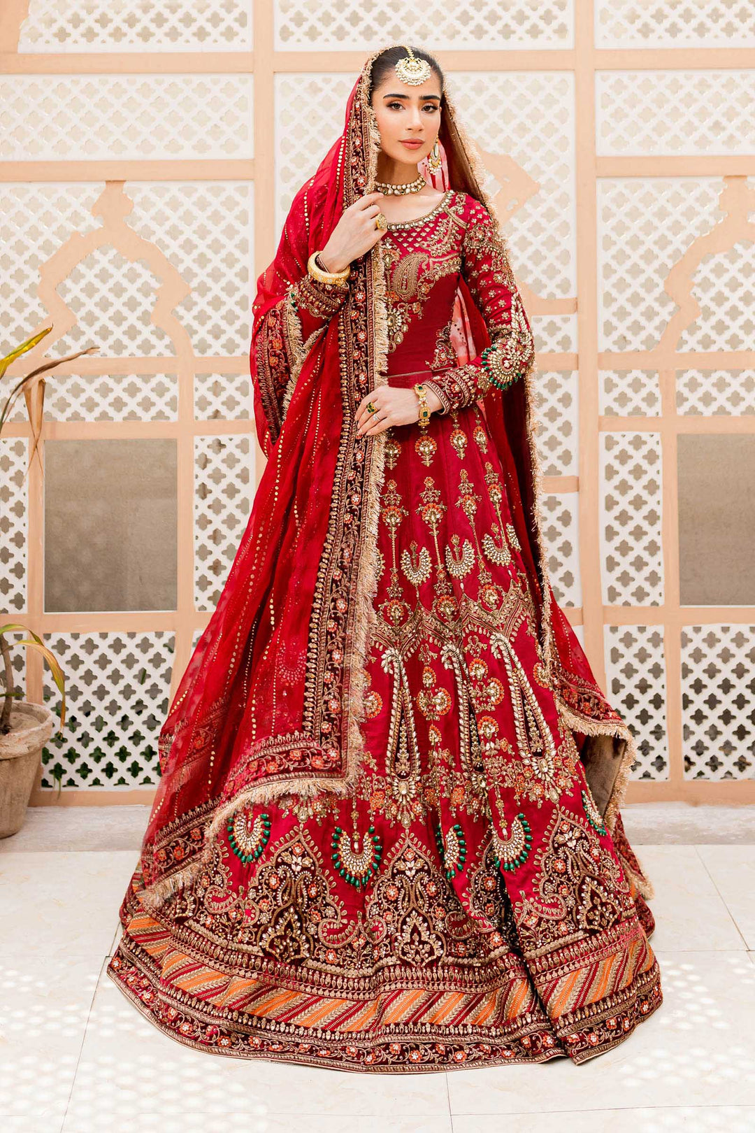 Maria B | Bridal Couture | Deep Red MC-907 -  Maria B Ladies Clothes - Original Designer Dress - House of Maryam