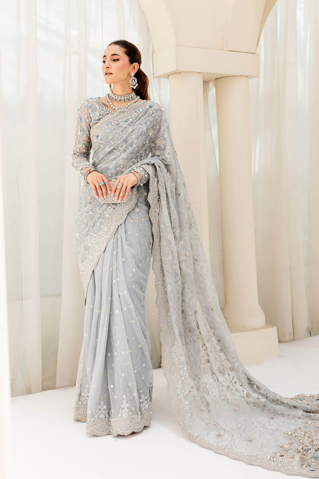 Maria B | Bridal Couture | Ice Blue MC-908 by Designer Maria B - House of Maryam - Pakistani Designer Ethnic Wear in {{ shop.shopifyCountryName }}