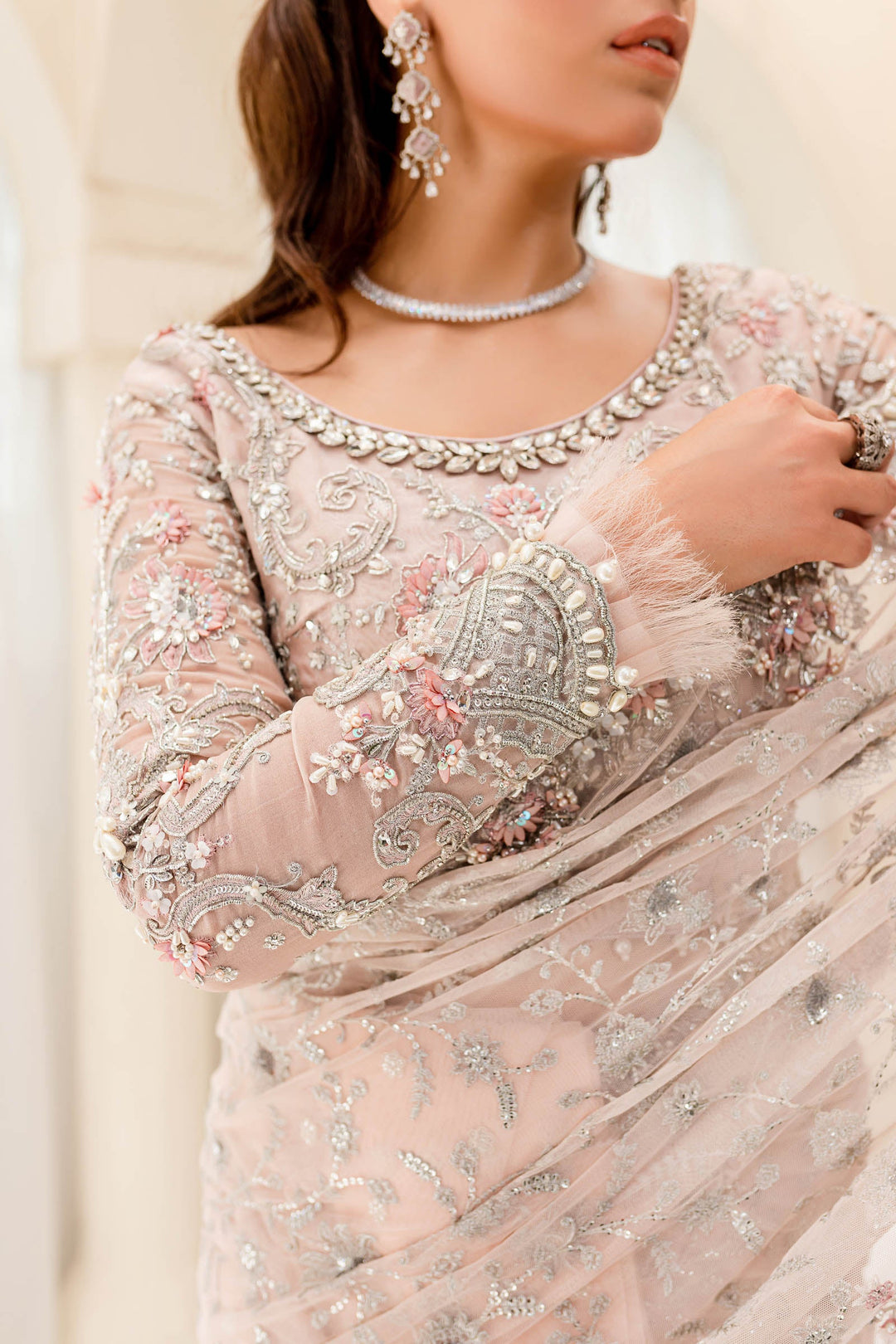Maria B | Bridal Couture | Pale Pink MC-909 -  Maria B Ladies Clothes - Original Designer Dress - House of Maryam