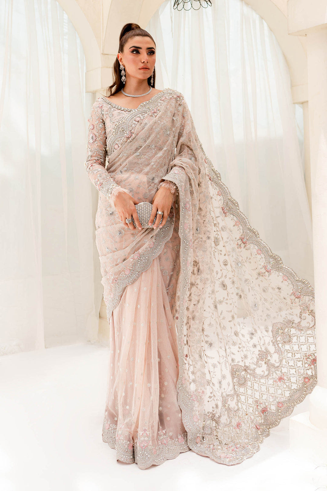 Maria B | Bridal Couture | Pale Pink MC-909 -  Maria B Ladies Clothes - Original Designer Dress - House of Maryam