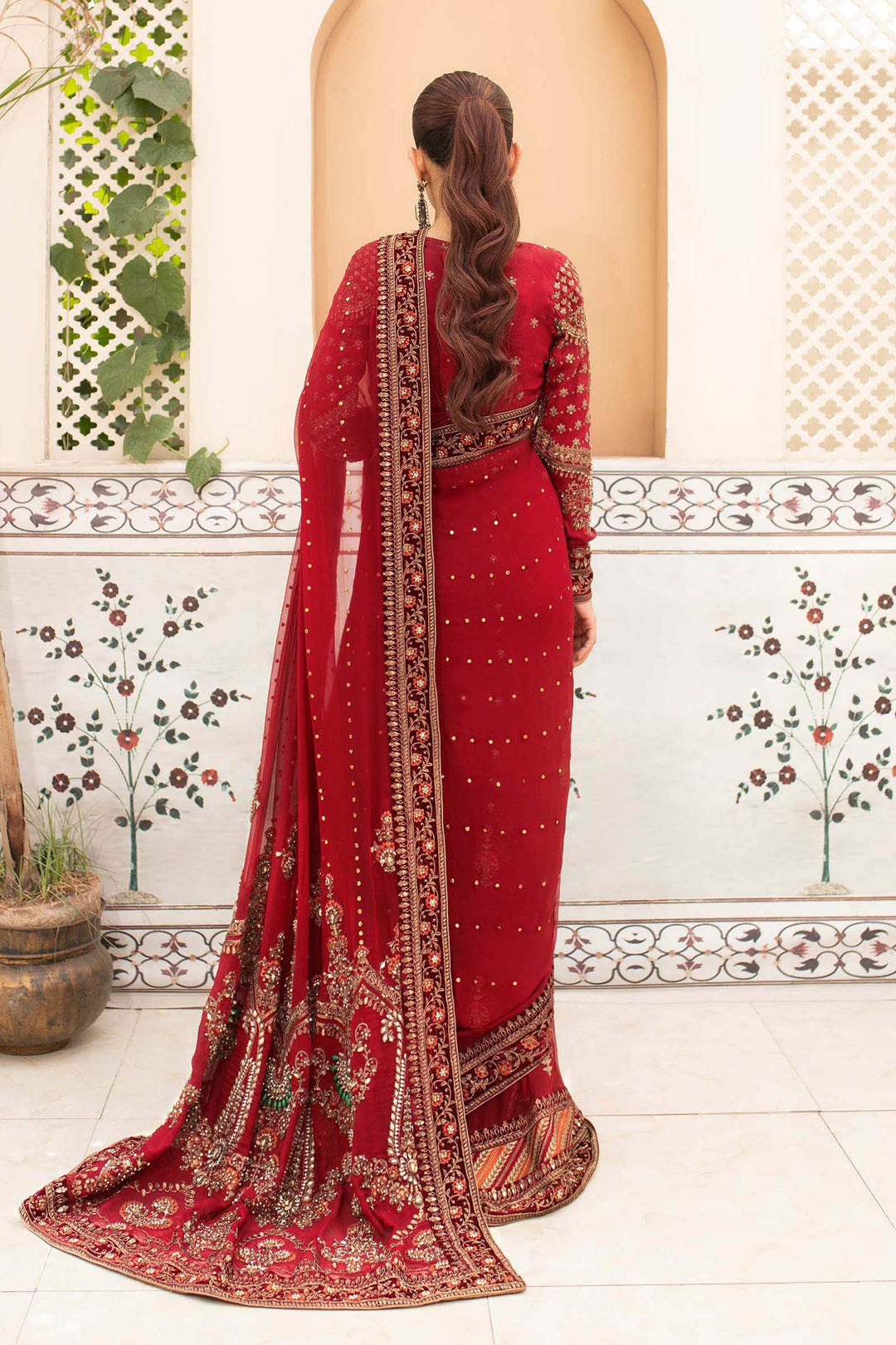 Maria B | Bridal Couture | Deep Red MC-910 by Designer Maria B - House of Maryam - Pakistani Designer Ethnic Wear in {{ shop.shopifyCountryName }}